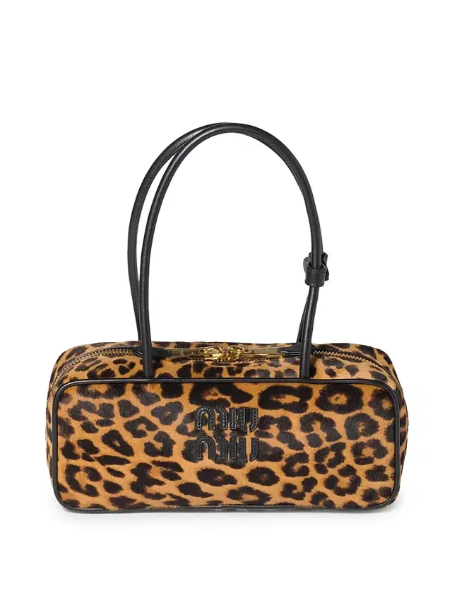 Miu Miu Women's Printed Leather Beau Shoulder Bag - Beige Khaki