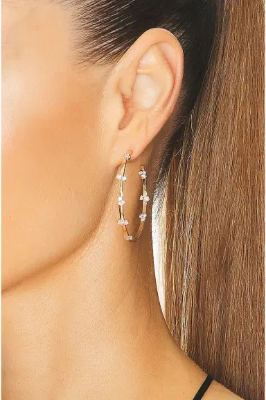 Sydney Evan Large Cocktail Bar Hoop Earrings | Thumbnail 2