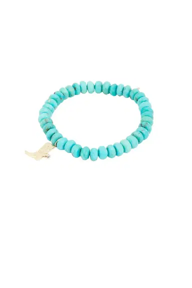 Sydney Evan Cowboy Boot Charm Turquoise Rondelle Bracelet | Thumbnail 1 Sydney Evan Cowboy Boot Charm Turquoise Rondelle Bracelet | Thumbnail 1