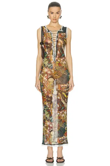 Jean Paul Gaultier Papillon Mesh Lacing Detail Dress | Thumbnail 1