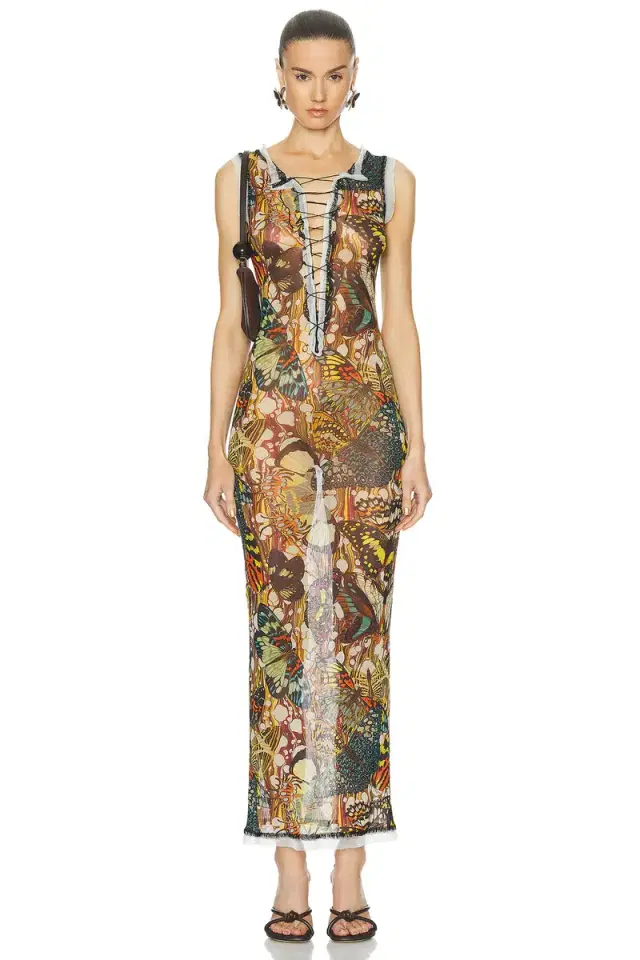 Papillon Mesh Lacing Detail Dress