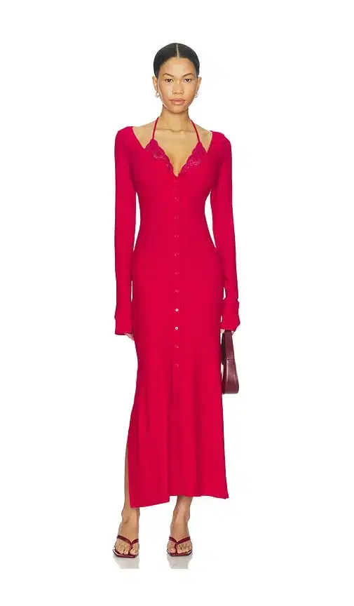 Ribbed Jersey Cardigan Dress