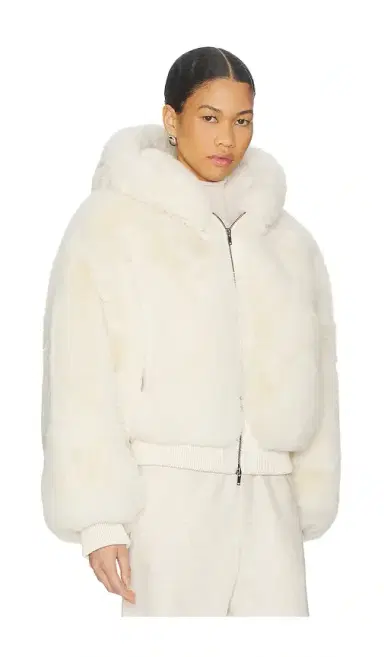 Skims Faux Fur Shrunken Zip Up Jacket | Thumbnail 2
