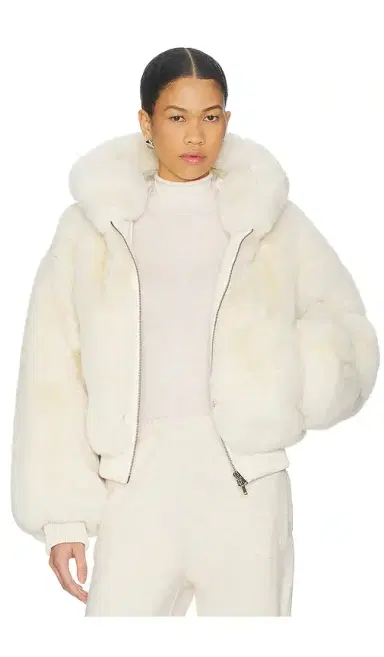 Skims Faux Fur Shrunken Zip Up Jacket | Thumbnail 1