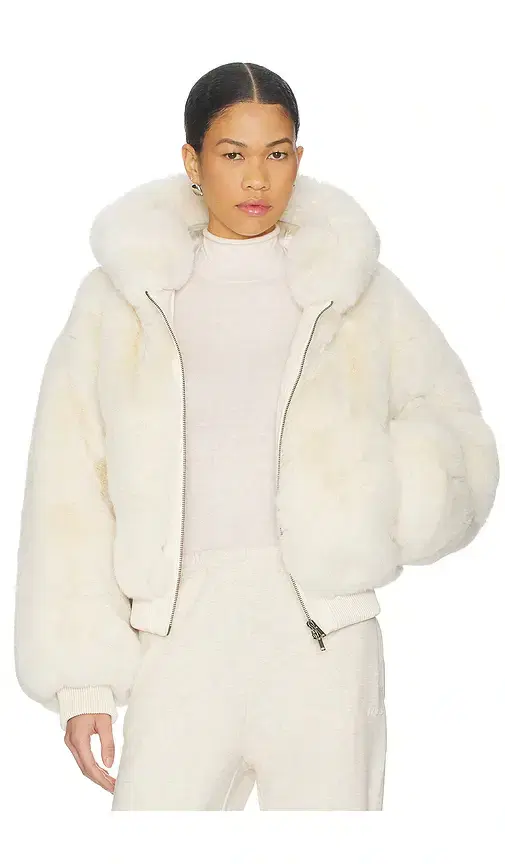 SKIMS Faux Fur Shrunken Zip Up Jacket
