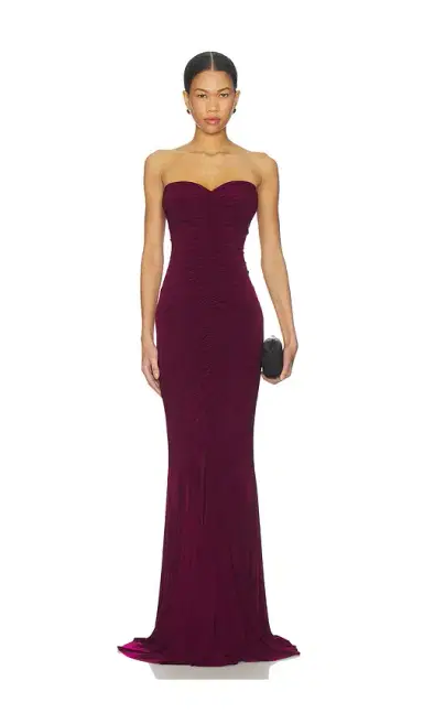 Norma Kamali x REVOLVE Strapless Shirred Front Fishtail Gown | Thumbnail 1