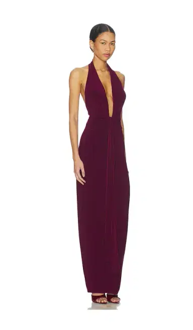Norma Kamali x REVOLVE Tie Front Halter Gown | Thumbnail 2 Norma Kamali x REVOLVE Tie Front Halter Gown | Thumbnail 2