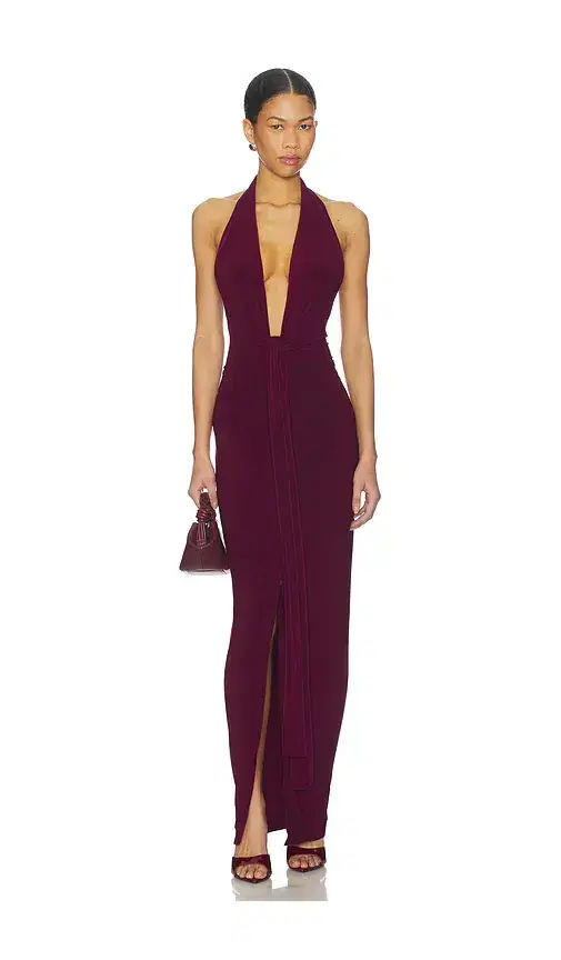 Norma Kamali x REVOLVE Tie Front Halter Gown