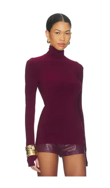 Norma Kamali Slim Fit Long Sleeve Turtle Top | Thumbnail 2