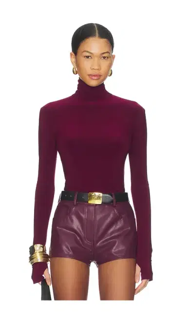 Norma Kamali Slim Fit Long Sleeve Turtle Top | Thumbnail 1