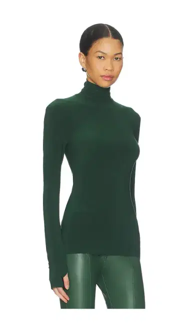 Norma Kamali Slim Fit Long Sleeve Turtle Top | Thumbnail 2