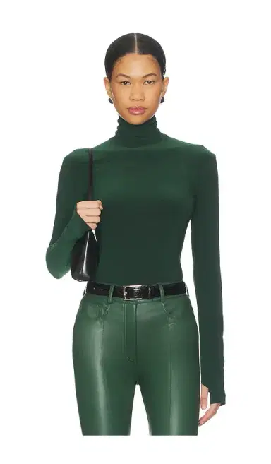Norma Kamali Slim Fit Long Sleeve Turtle Top | Thumbnail 1