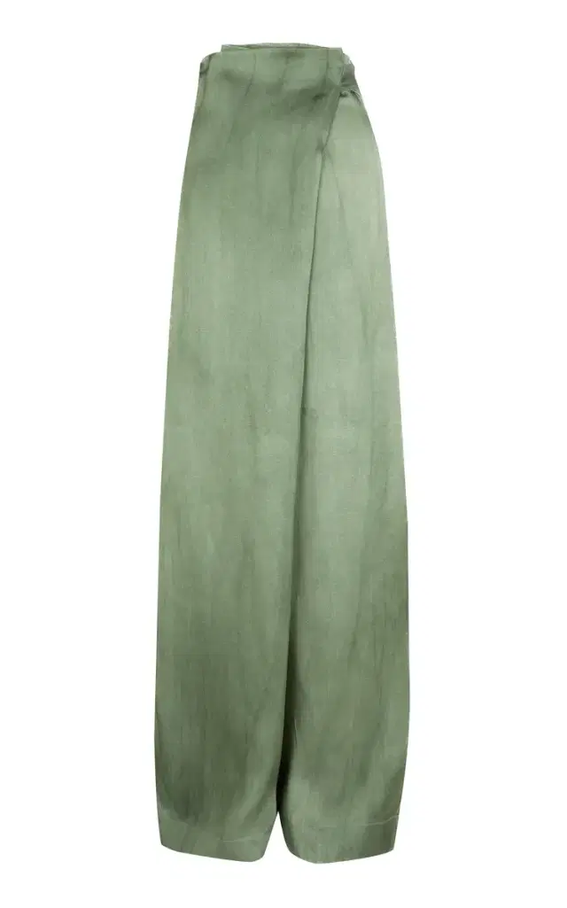 Elea Wrap-Front Linen-Blend Wide-Leg Pants