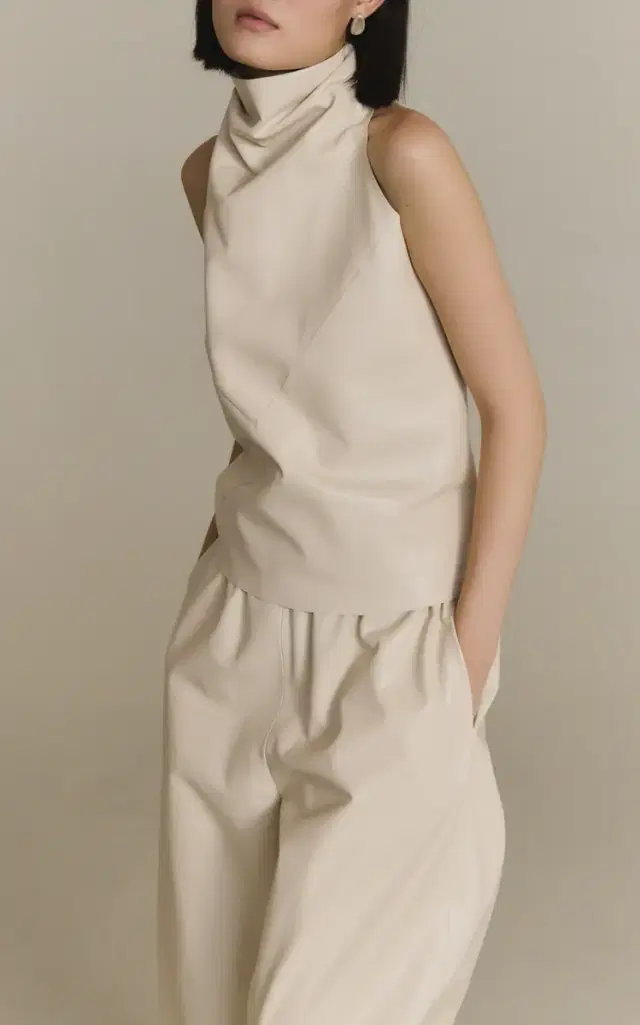 Tulip Halter Neck Leather Top