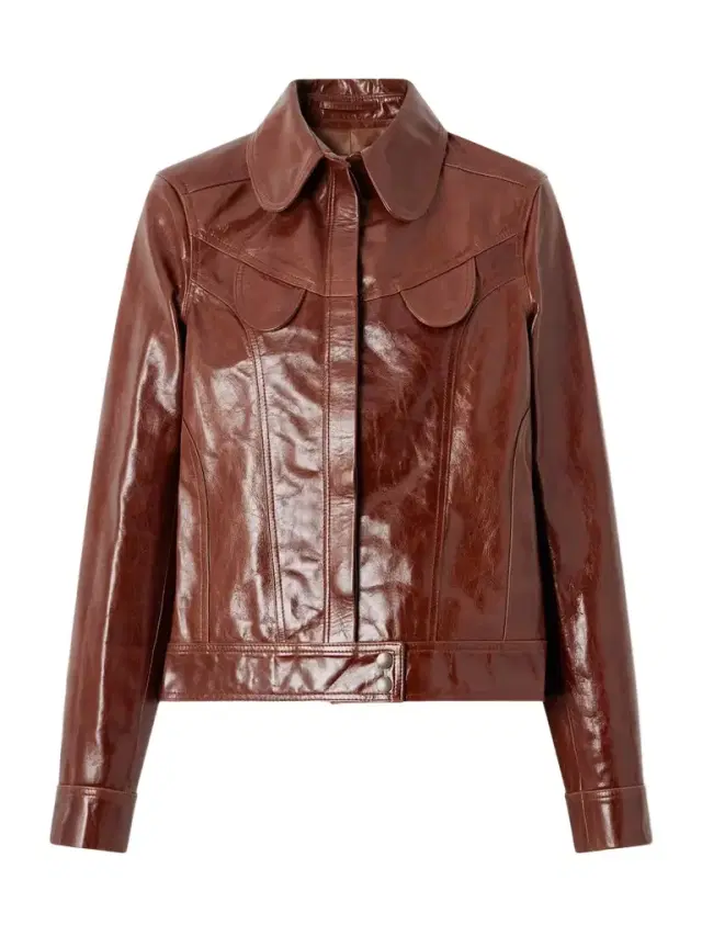 Paneled Glossed-leather Jacket