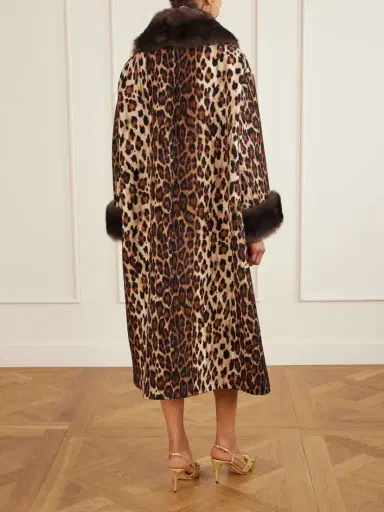 Valentino Garavani Bow-embellished Shearling-trimmed Leopard-print Wool Coat | Thumbnail 3