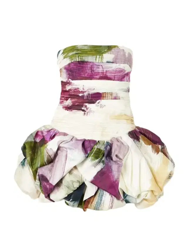 Violette Strapless Ruched Floral-print Cotton Mini Dress