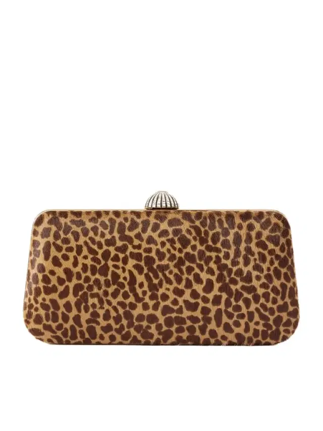 Carry Secrets Embellished Leopard-print Calf Hair Clutch