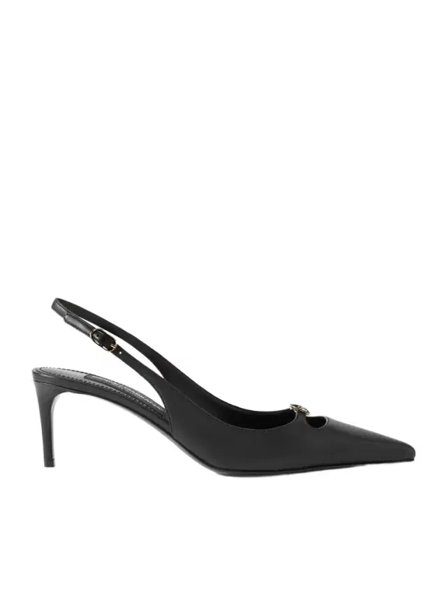 Embellished Leather Slingback Pumps