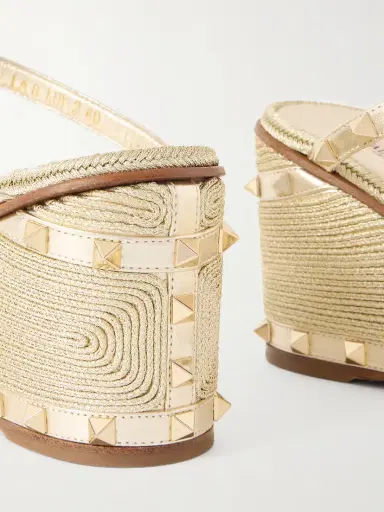 Valentino Garavani Rockstud Metallic Leather Espadrille Wedge Sandals | Thumbnail 5 Valentino Garavani Rockstud Metallic Leather Espadrille Wedge Sandals | Thumbnail 5
