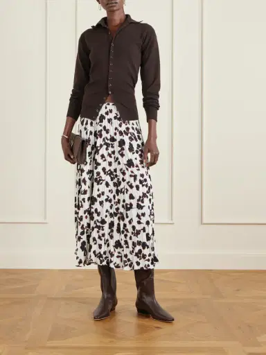 Proenza Schouler White Label Runa Pleated Printed Twill Midi Skirt | Thumbnail 2 Proenza Schouler White Label Runa Pleated Printed Twill Midi Skirt | Thumbnail 2