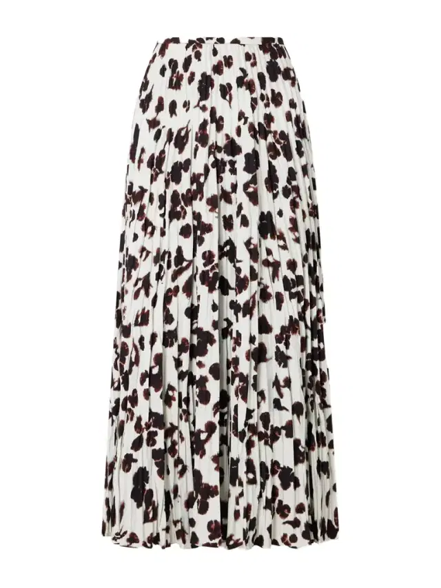 Runa Pleated Printed Twill Midi Skirt