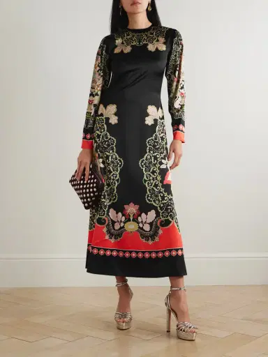 La DoubleJ Icon Clingy Swing Floral-print Stretch-satin Maxi Dress | Thumbnail 2