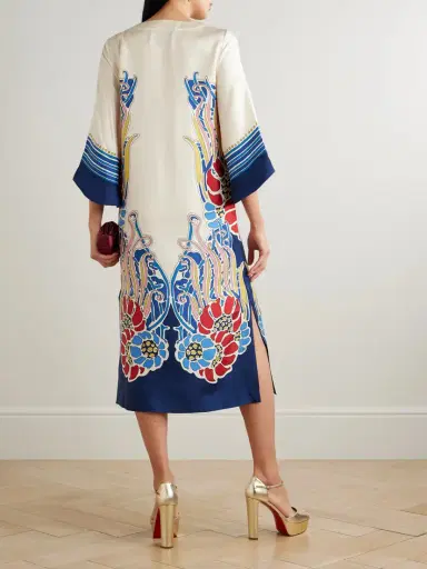 La DoubleJ Printed Silk-twill Midi Dress | Thumbnail 3 La DoubleJ Printed Silk-twill Midi Dress | Thumbnail 3