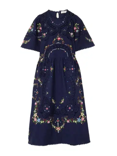 Sea Edwina Floral Lace-trimmed Embroidered Cotton Midi Dress | Thumbnail 1 Sea Edwina Floral Lace-trimmed Embroidered Cotton Midi Dress | Thumbnail 1