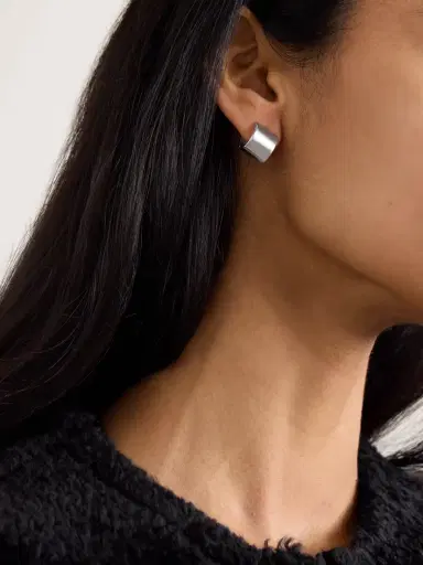 TOTEME Petite Signature Recycled Rhodium-plated Hoop Earrings | Thumbnail 2 TOTEME Petite Signature Recycled Rhodium-plated Hoop Earrings | Thumbnail 2