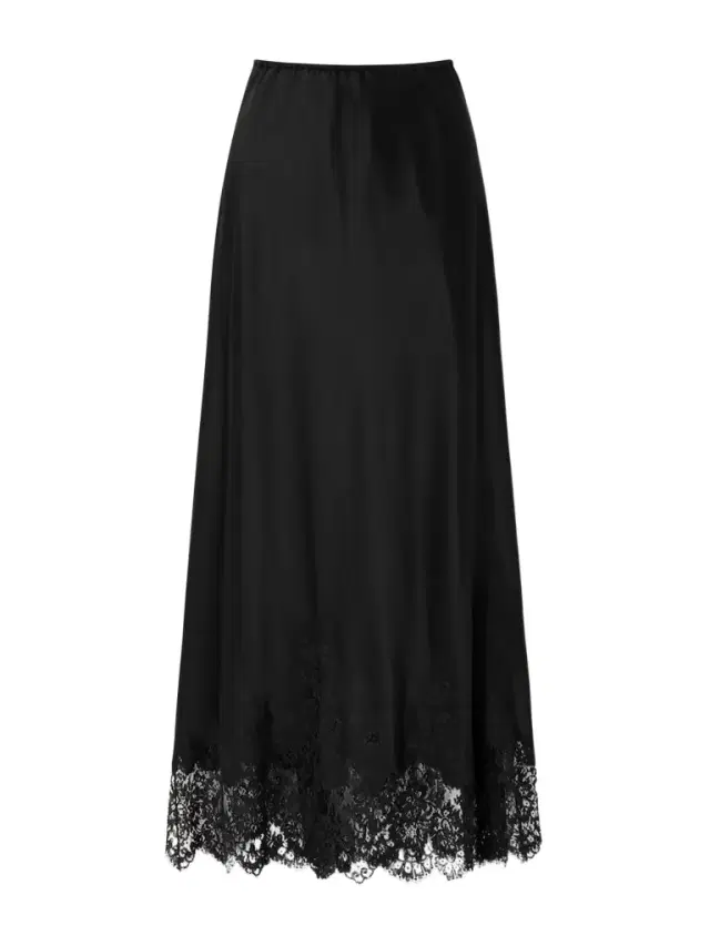 Lace-trimmed Silk-satin Midi Skirt
