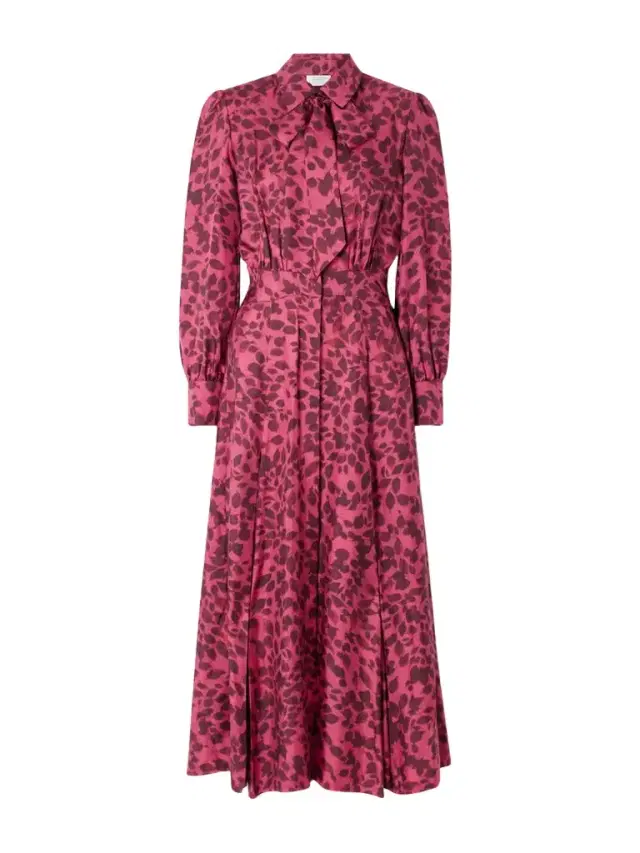 Phelan Pussy-bow Printed Silk-twill Midi Dress