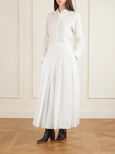 Gabriela Hearst Juniper Frayed Paneled Linen Midi Skirt | Thumbnail 2