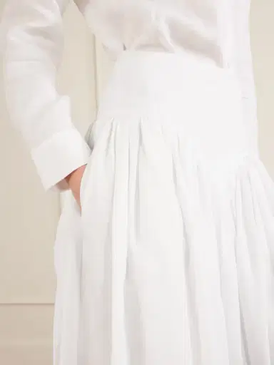 Gabriela Hearst Juniper Frayed Paneled Linen Midi Skirt | Thumbnail 4
