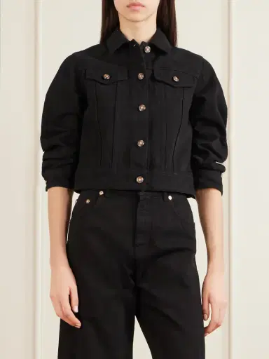 Gabriela Hearst Adira Cropped Ruched Recycled-denim Jacket | Thumbnail 3
