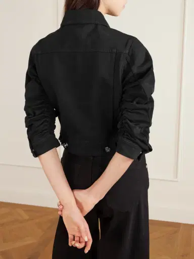 Gabriela Hearst Adira Cropped Ruched Recycled-denim Jacket | Thumbnail 5