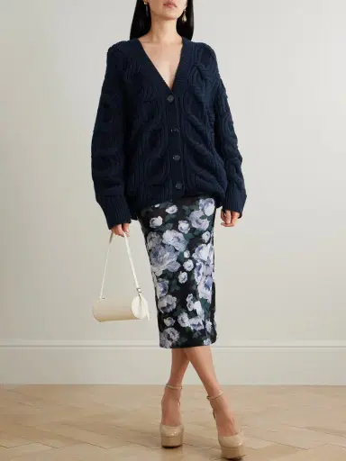 Stella McCartney Ruched Floral-print Stretch-mesh Midi Skirt | Thumbnail 2