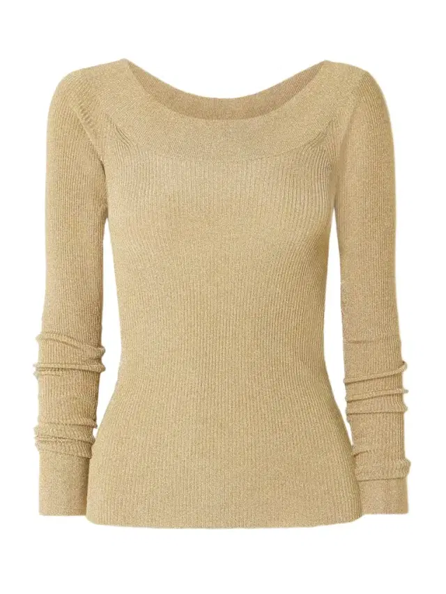 Metallic Ribbed-knit Top