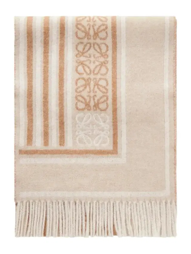 Fringed Wool And Cashmere-blend Jacquard Scarf