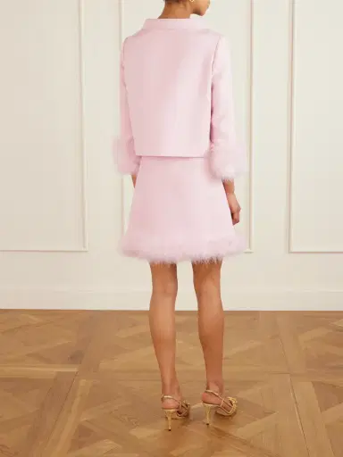 Valentino Garavani Embellished Feather-trimmed Wool And Silk-blend Crepe De Chine Jacket | Thumbnail 3 Valentino Garavani Embellished Feather-trimmed Wool And Silk-blend Crepe De Chine Jacket | Thumbnail 3