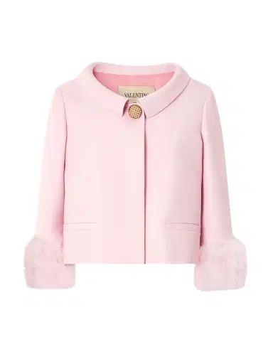 Valentino Garavani Embellished Feather-trimmed Wool And Silk-blend Crepe De Chine Jacket | Thumbnail 1 Valentino Garavani Embellished Feather-trimmed Wool And Silk-blend Crepe De Chine Jacket | Thumbnail 1