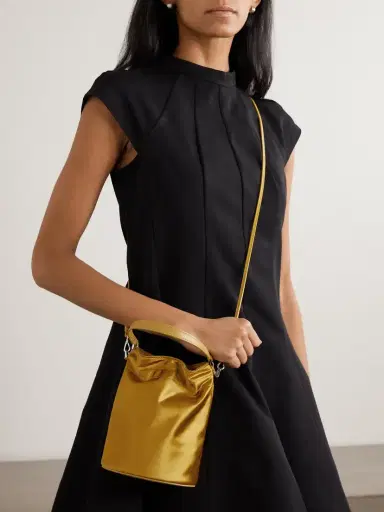 Staud Lila Mini Leather-trimmed Metallic Satin Bucket Bag | Thumbnail 2