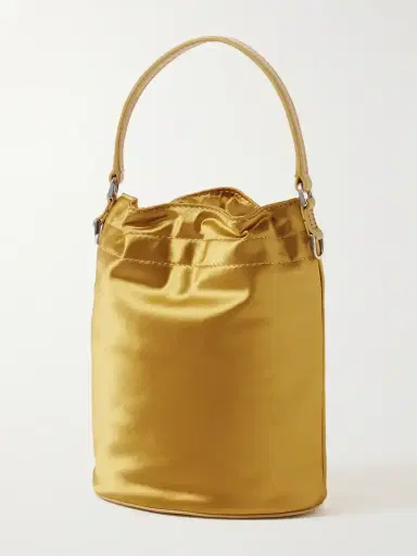Staud Lila Mini Leather-trimmed Metallic Satin Bucket Bag | Thumbnail 3