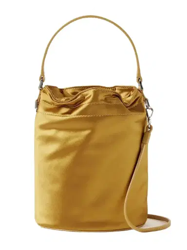 Staud Lila Mini Leather-trimmed Metallic Satin Bucket Bag | Thumbnail 1