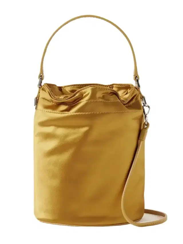 Lila Mini Leather-trimmed Metallic Satin Bucket Bag