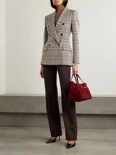 Max Mara Double-breasted Houndstooth Wool And Cotton-blend Blazer | Thumbnail 2