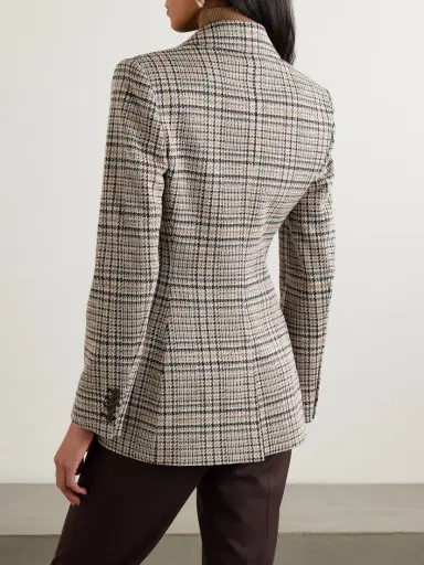 Max Mara Double-breasted Houndstooth Wool And Cotton-blend Blazer | Thumbnail 3