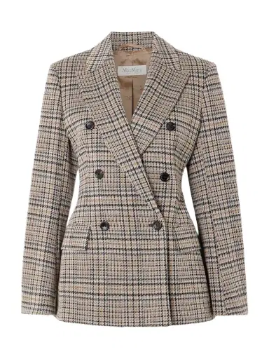 Max Mara Double-breasted Houndstooth Wool And Cotton-blend Blazer | Thumbnail 1