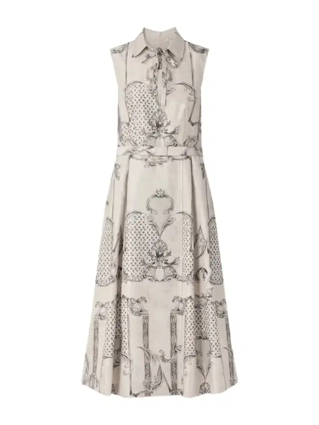 Belted Printed Twill Midi Shirt Dress