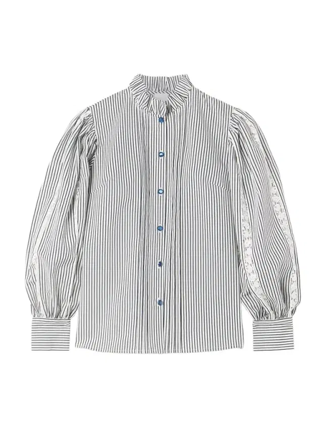 Anastasia Lace-trimmed Striped Cotton-blend Blouse